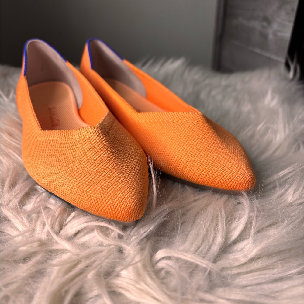 Rothy's The Point persimmon retired color Orange pointed toe Women's Flats sze 8 - Picture 5 of 5